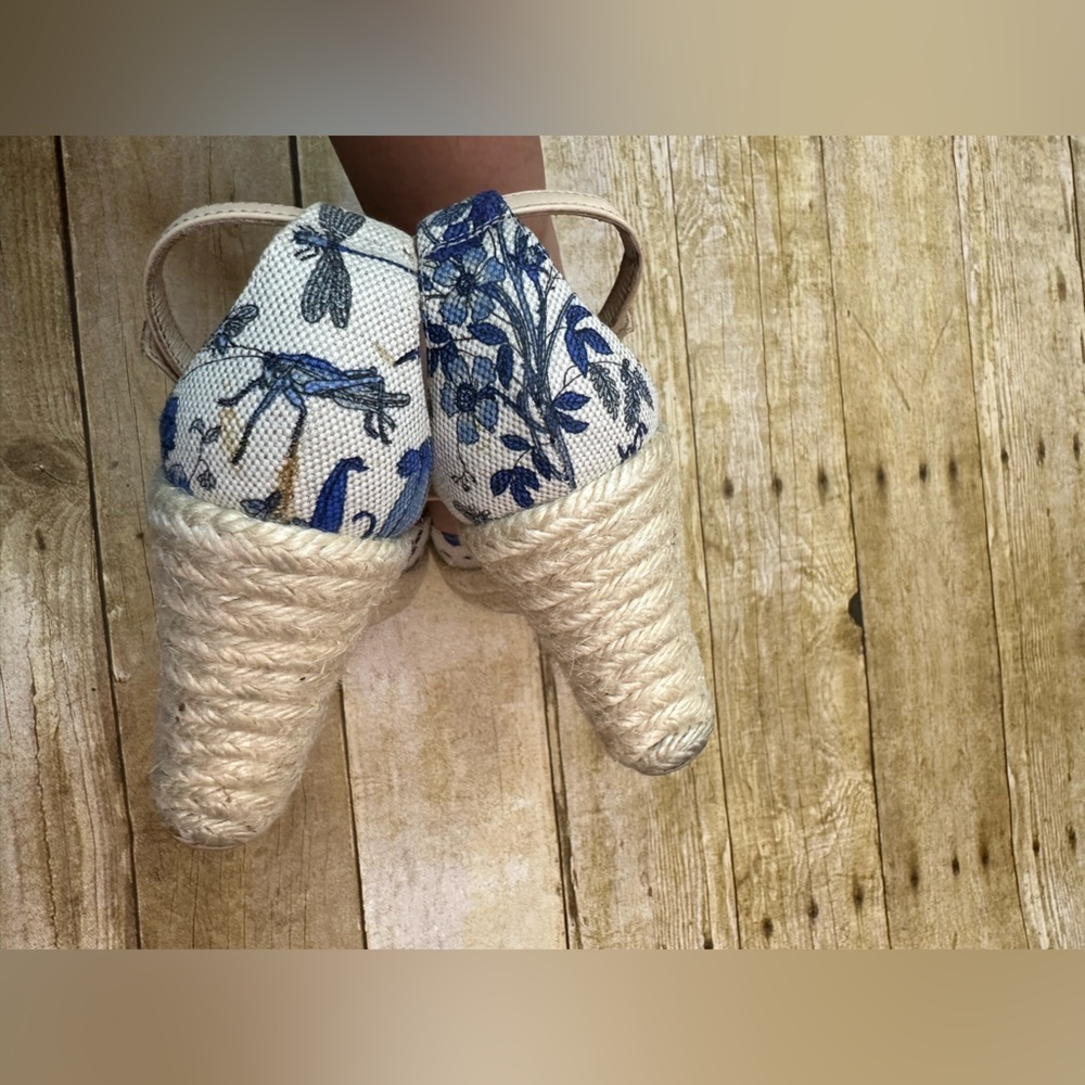 Gucci Cruise 2007 Runway Flora Wedge Espadrille Heels Indigo - Picture 5 of 10